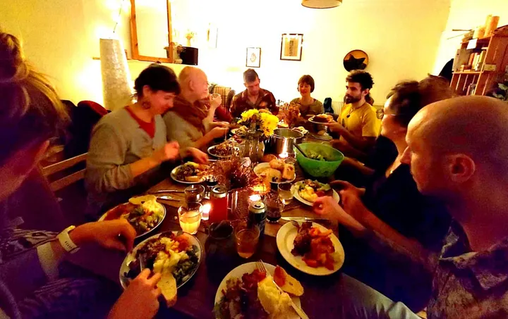 Dinner in The Salisbury Centre residents’ living room.